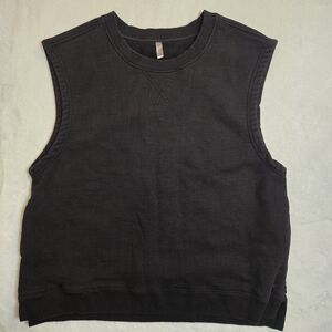 Free People Movement Small Sweatshirt Tank Vest Pockets Oversized Black